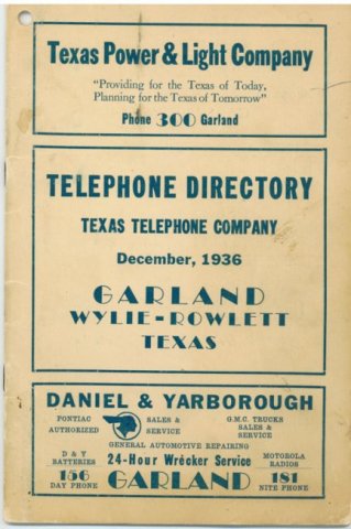 1936 Garland Phone Directory