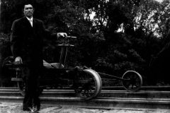 Man with a three-wheel velocipede