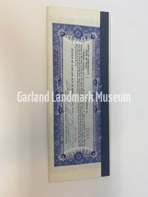 1964 City of Garland Park Bond