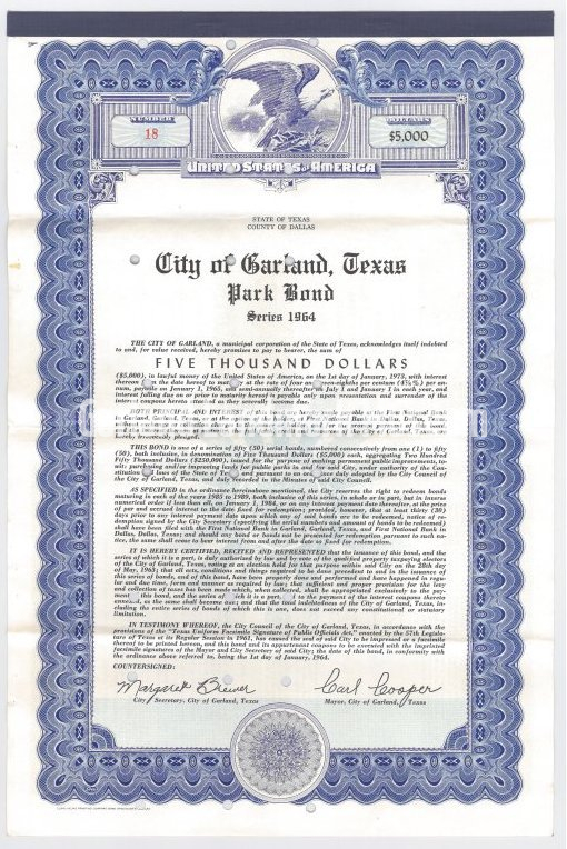 1964 City of Garland Park Bond