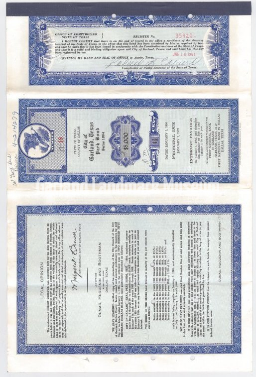 1964 City of Garland Park Bond