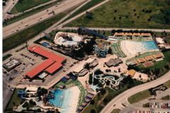 Wet N Wild circa 1990 (previously White Water) aerial view. Interstate 635 at top of photo.