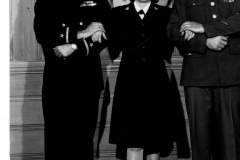 Juanita Garrison Lander (WAVE in WWII)  with 2 men, all in military uniforms