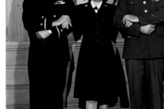 Juanita Garrison Lander (WAVE in WWII)  with 2 men, all in military uniforms