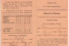 Doris Manzer 4th Grade Report Card Garland Public Schools 1935