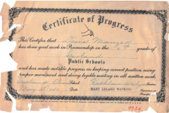 Certificate of Progress-Penmanship award, 6th grade, 1937