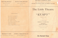 Program for Little Theatre production, "Kempy", Nov. 19-20