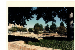Downtown square with operating fountain circa 1990. Plaza Theatre in background.