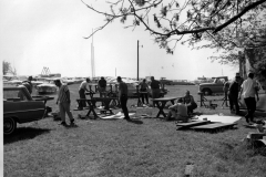 Building Picnic tables for Gatewood Pavillion April 20, 1966