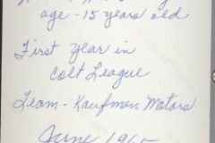 Kaufman Motor Colt League 1965 Weldon Holloway in uniform