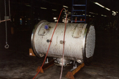 IMCO 1998.  Heat exchanger. Intercontinental MFG. CO., INC.  Steve Johnson on the left with unidentified man on the right at the Garland Civic Theatre