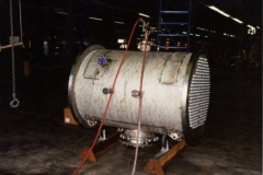 IMCO 1998.  Heat exchanger. Intercontinental MFG. CO., INC.  Steve Johnson on the left with unidentified man on the right at the Garland Civic Theatre