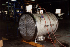 IMCO 1998.  Heat exchanger. Intercontinental MFG. CO., INC.  Steve Johnson on the left with unidentified man on the right at the Garland Civic Theatre