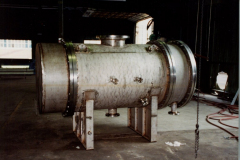 IMCO 1998.  Heat exchanger. Intercontinental MFG. CO., INC.  Steve Johnson on the left with unidentified man on the right at the Garland Civic Theatre