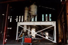 IMCO 1998.  Mezanine, solid rocket fuel recycling system. Intercontinental MFG. CO., INC.  Steve Johnson on the left with unidentified man on the right at the Garland Civic Theatre