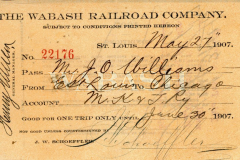 1907 Wabash Railroad Ticket