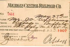 1907 Michigan Central Railroad Ticket