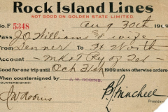 1909 Rock Island Lines Ticket
