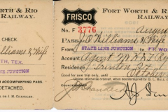1909 Fort Worth & Rio Grande Valley Railway Ticker