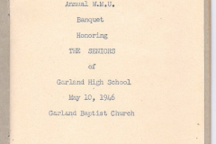 Program for Annual WMU Banquet Honoring Seniors of GHS