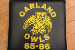 Plastic seat cushion for football games - Garland High Owls 1985-1986