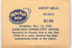 1958 Kiwanis Club Pancake Day Meal Ticket