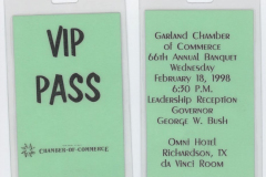 1998 Garland Chamber of Commerce 66th Annual Banquet VIP Passes