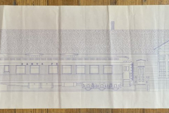 Pullman Railcar Floor Plan and Santa Fe Depot Elevations with Railcar