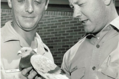 Fire Fighters with pigeon