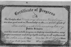 Mary Ann Keeley Certificate of Progress 1941