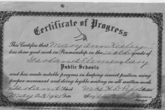 Mary Ann Keeley Certificate of Progress 1941