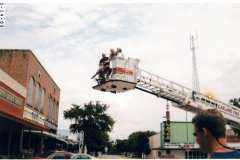 Fire truck ladder at the downtown square