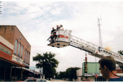 Fire truck ladder at the downtown square