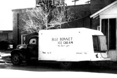 Bluebonnet Ice Cream and Bluebonnet Sweet Cream Butter were produced at the Garland Creamery, pictured here in ca. 1940 on the SE corner of State and Fifth Streets.