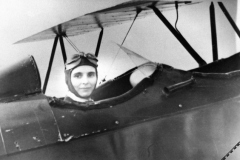 Frances Hanna Brown, pilot of Fleet Bi-plane at Tulsa, OK Commercial Airport, ca 1938 Franes H. Brown might have been considered an "aviator" when she was photographed in this fleet biplane ca. 1938.
