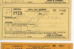 19 Rabb Family Poll Tax Receipts and 1 Blank Exemption Form