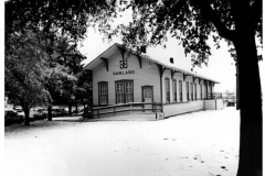 South & east sides of Depot with snow on ground (1983)