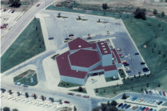 Aerial photo of  the Garland Center for Performing Arts, before it became the Granville Arts Center.