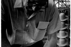 Photo of Ernest Russell finishing a hat at Byer-Rolnick Hat Corp 1966