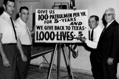 Police Campaign Sign - "Give us 100 Patrolmen per year for 5 years and we give back to Texas 1000 Lives - 5 Yrs"