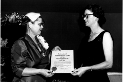Presentation of International Toastmistress Clubs certificate to Garland Toastmistress Club 1955  Snorkel #1 truck