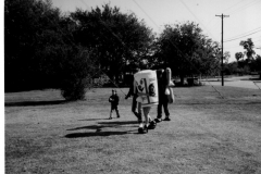 Sonic soda and hot dog costumes at Garland Heliport, Jupiter Road and Grader St