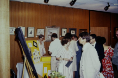 People at Art Exhibit in Garland Perfroming Arts Center  Ariel view of Garland Performing Arts Center