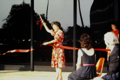 Ruth Nicholson cutting the ribbon during the ribbon cutting/dedication of Garland Performing Arts Center Ariel view of Garland Performing Arts Center