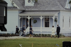 Lyles House with train car in left foreground