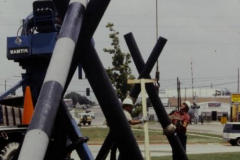 Installation of Missile Public Art in front of the Performing Arts Center
