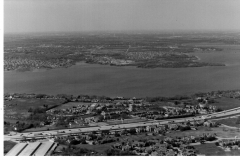 Aerial Photo -  I-30 looking north; DGNO bridge and Rowlett Road bridge at right edge of photo.