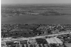 Aerial view of Interstate 30 and Lake Ray Hubbard 1989