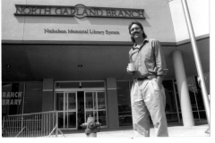 Manager Bill Raley in front of the North Garland Branch Library