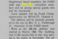 A group of people attending Lou Huff's reopening open house on February 2, 1969.